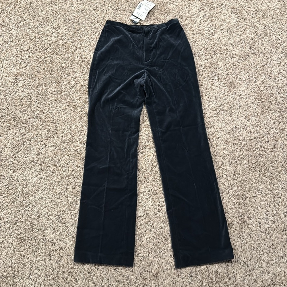 Philippe Adec size 8 super comfortable velour wide leg pants zipper and button - Picture 3 of 6
